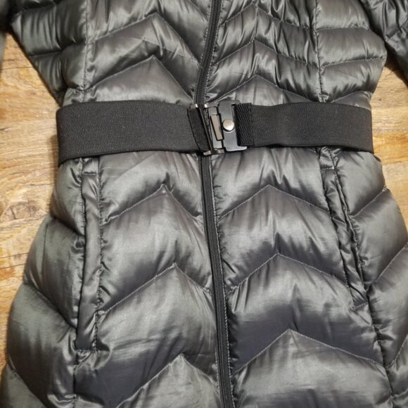 Bernardo Coat Puffer Jacket Medium Grey Modern Lightweight Belted - Picture 3 of 6